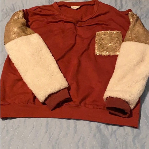 Main Strip Sweaters - Boutique Mauve & Cream Sweatshirt w/ Gold Sequins